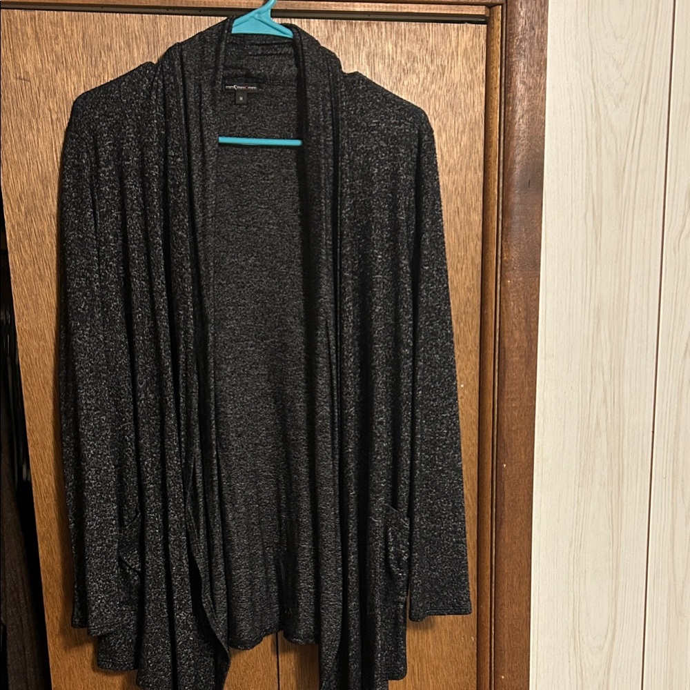 Black Open Front Cardigan